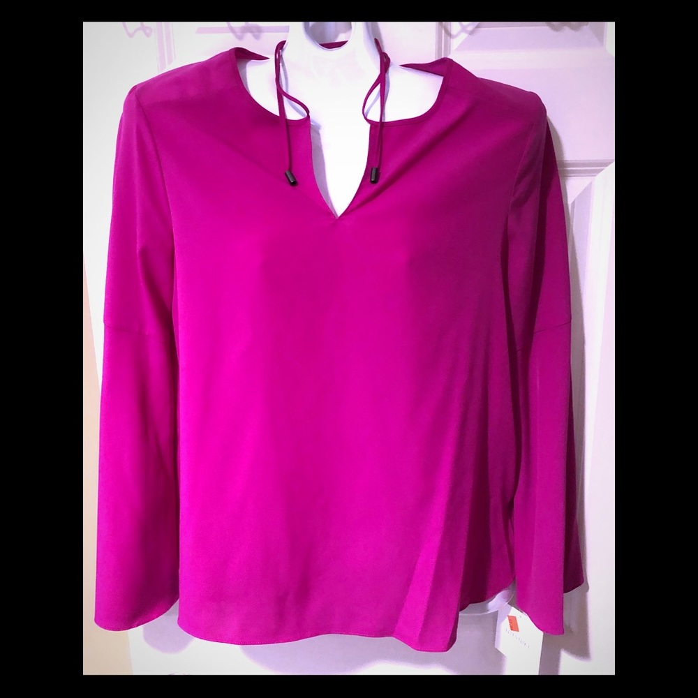 Ellen Tracy Fuschia pink bell sleeve blouse